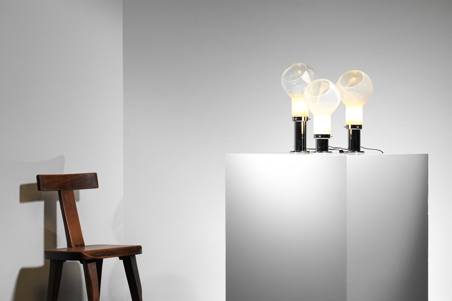 trio de lampes à poser italiennes attr. à Mazzega en verre années 70 - G462