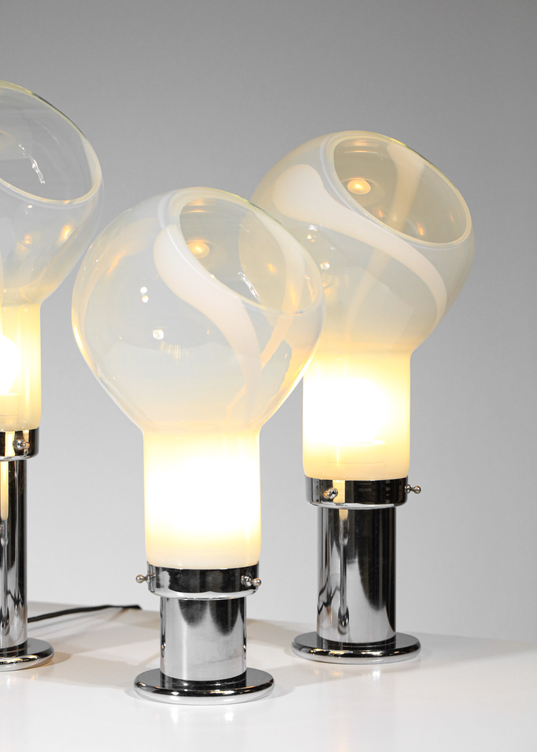 trio de lampes à poser italiennes attr. à Mazzega en verre années 70 - G462