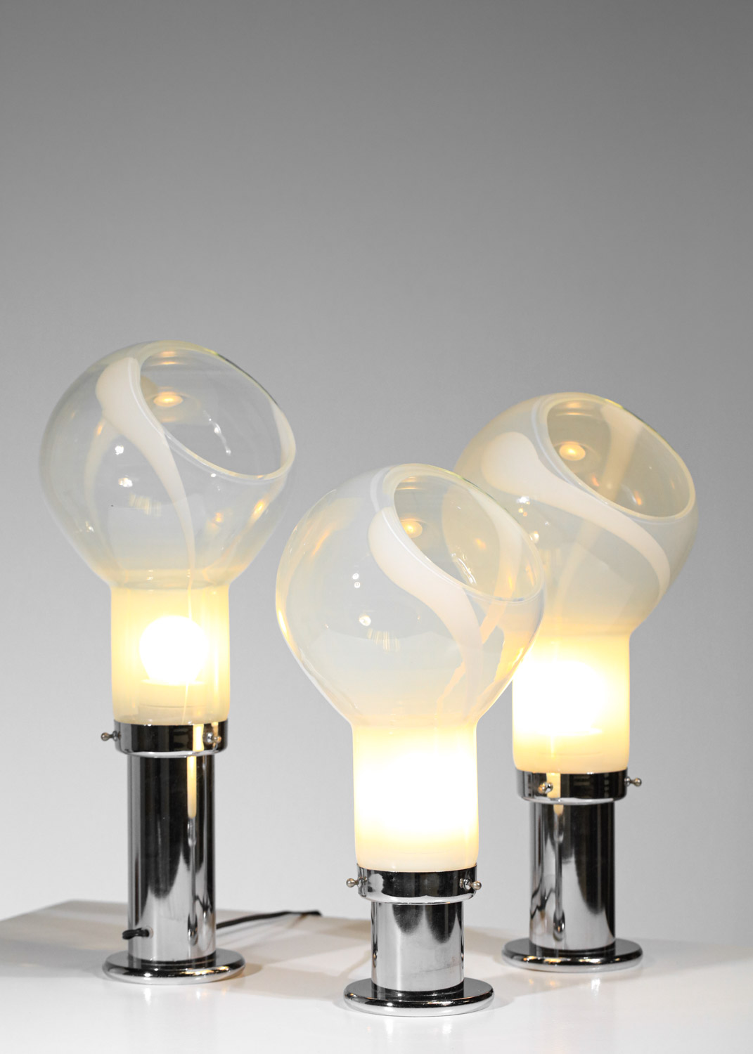 trio de lampes à poser italiennes attr. à Mazzega en verre années 70 - G462