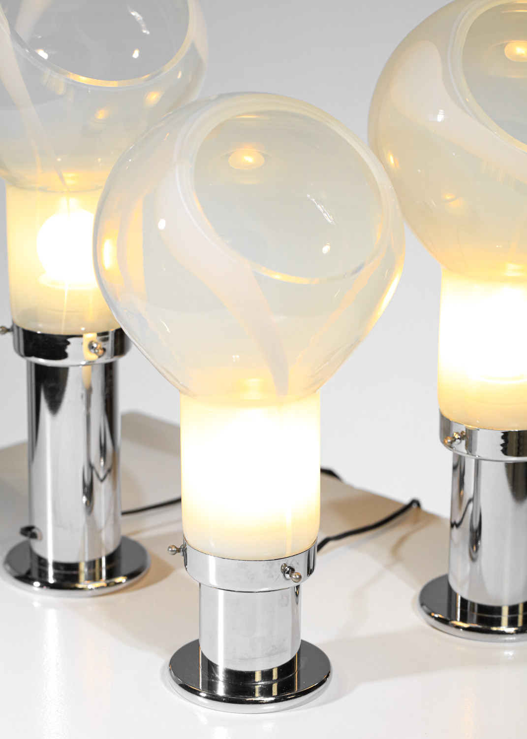 trio de lampes à poser italiennes attr. à Mazzega en verre années 70 - G462