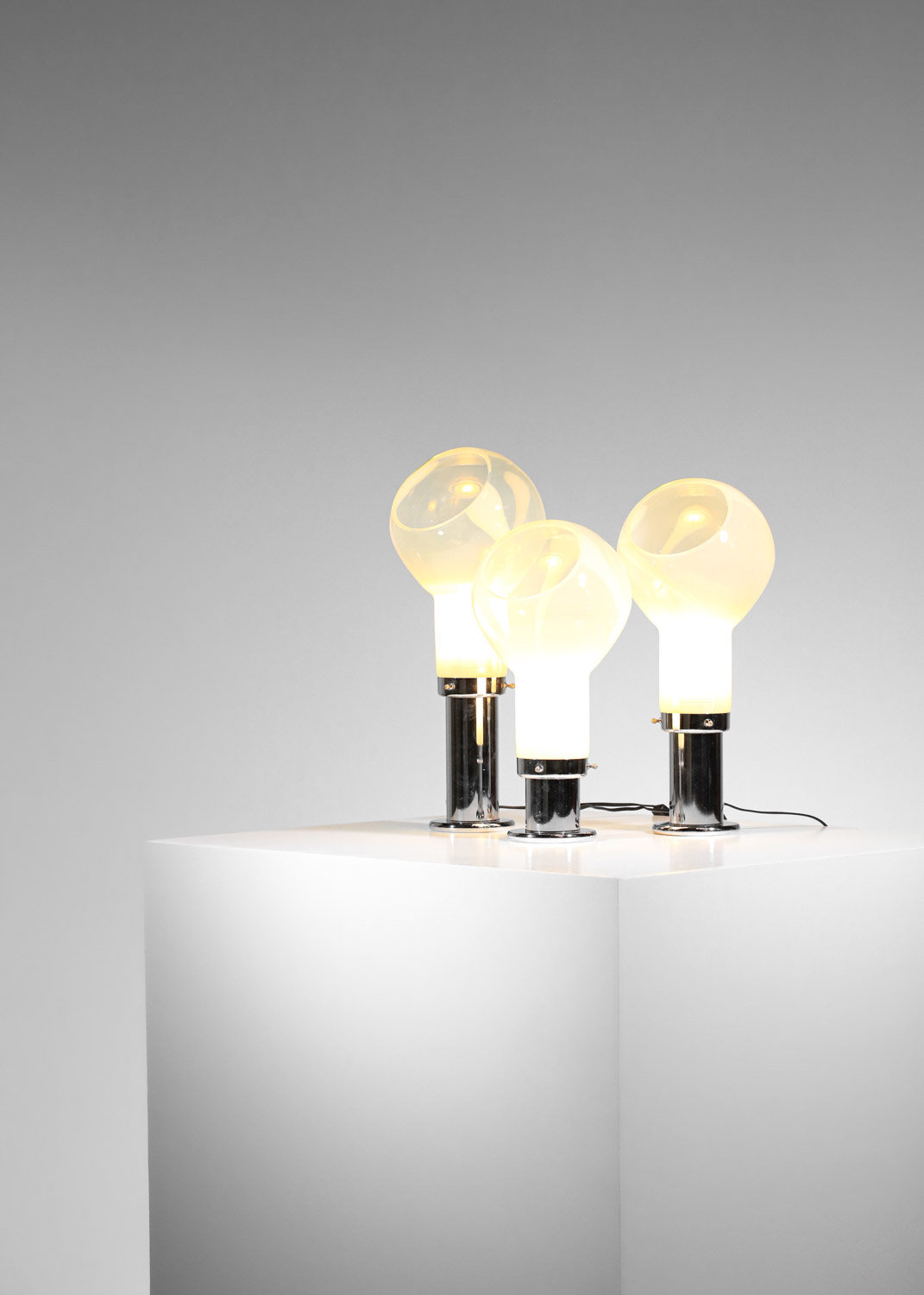 trio de lampes à poser italiennes attr. à Mazzega en verre années 70 - G462
