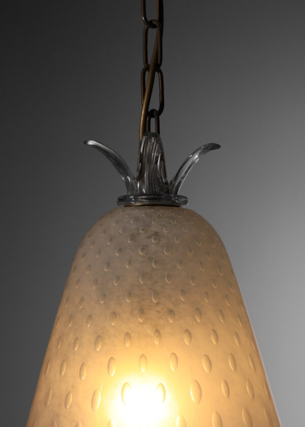 lustre suspension cloche en verre de murano bullé barovier années 70 - J553