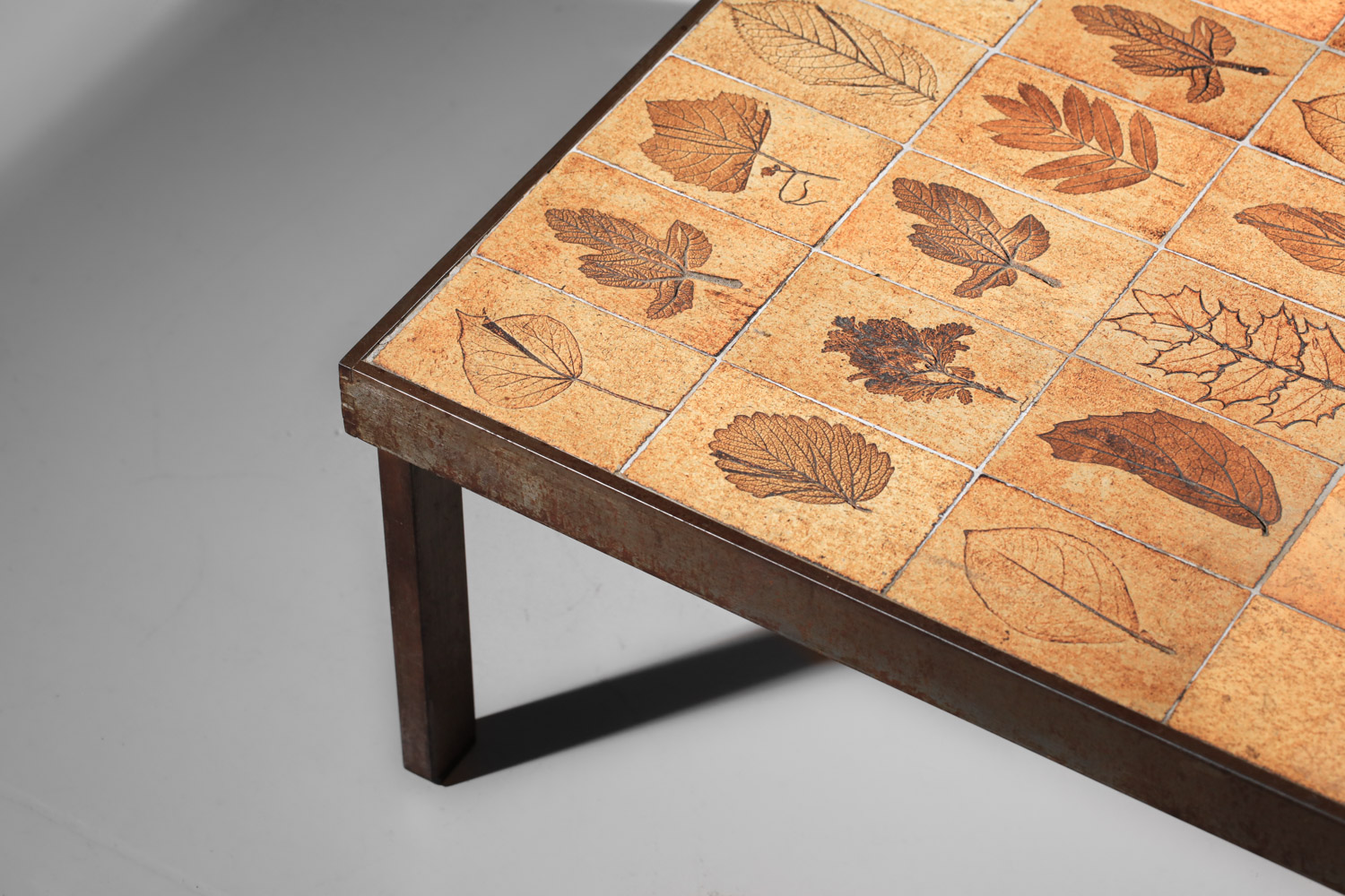 table basse roger capron herbier carrée céramique vallauris années 60 - J513
