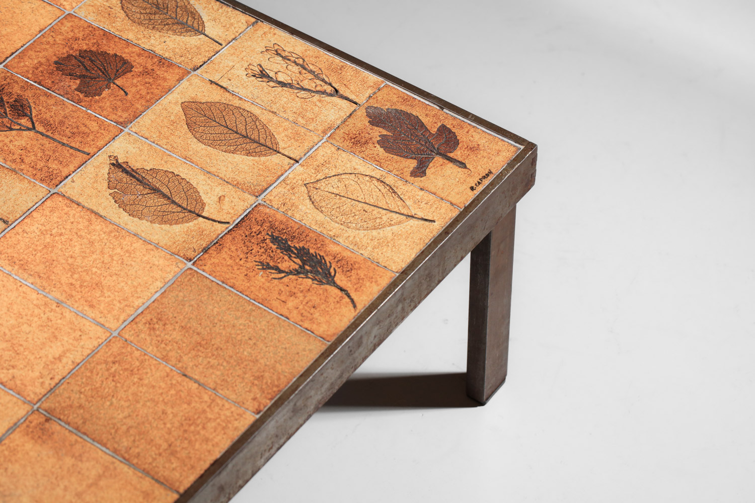table basse roger capron herbier carrée céramique vallauris années 60 - J513