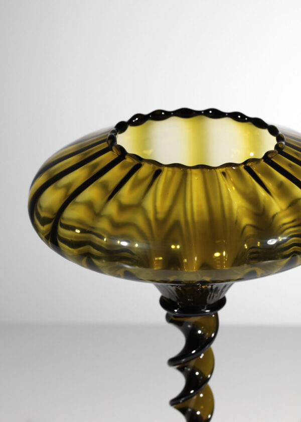 paire de vases coupes italiennes en verre de murano Liberty Bohème torssadé - J557