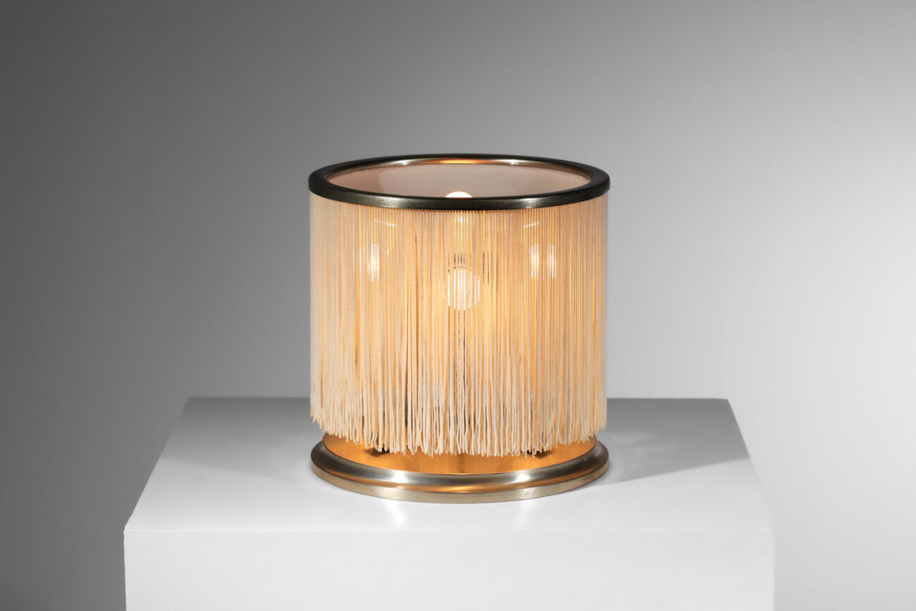 grande lampe de table italienne à franges style gianfranco frattini années 60 / 70 - J132