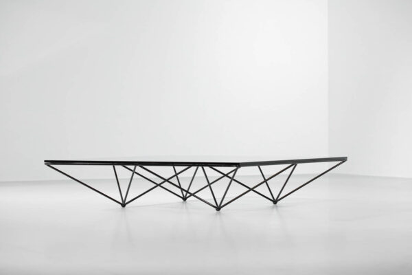 table basse italienne Paolo Piva modèle Alanda verre acier - g518