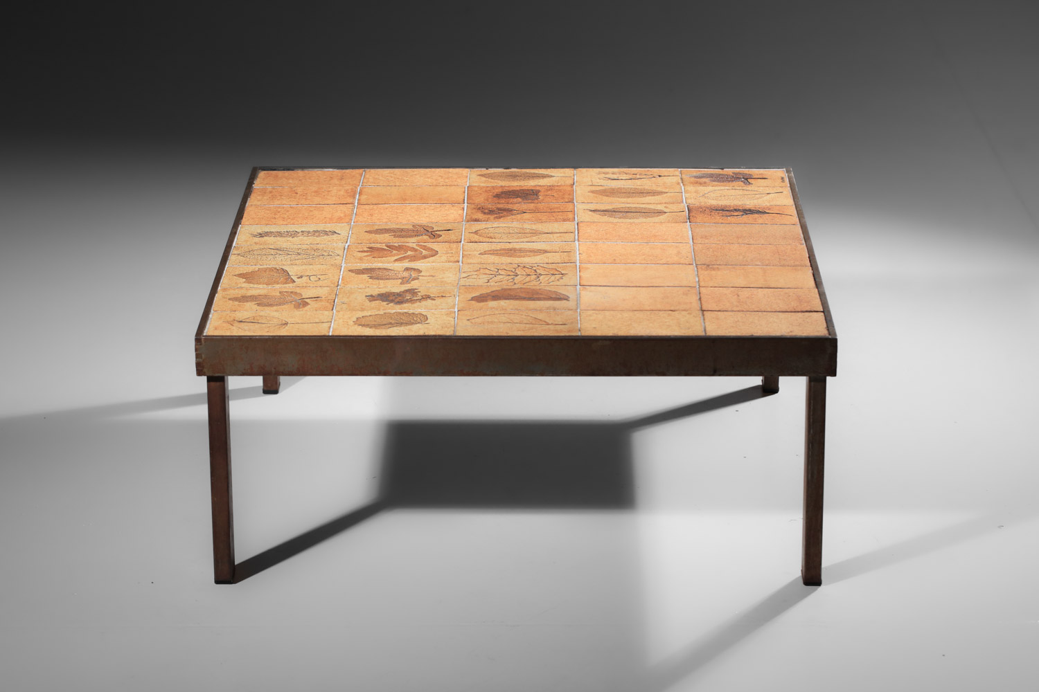 table basse roger capron herbier carrée céramique vallauris années 60 - J513