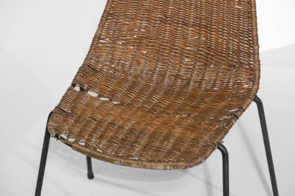 Paire de chaises rotin et métal Gian Franco Legler années 60 - G576