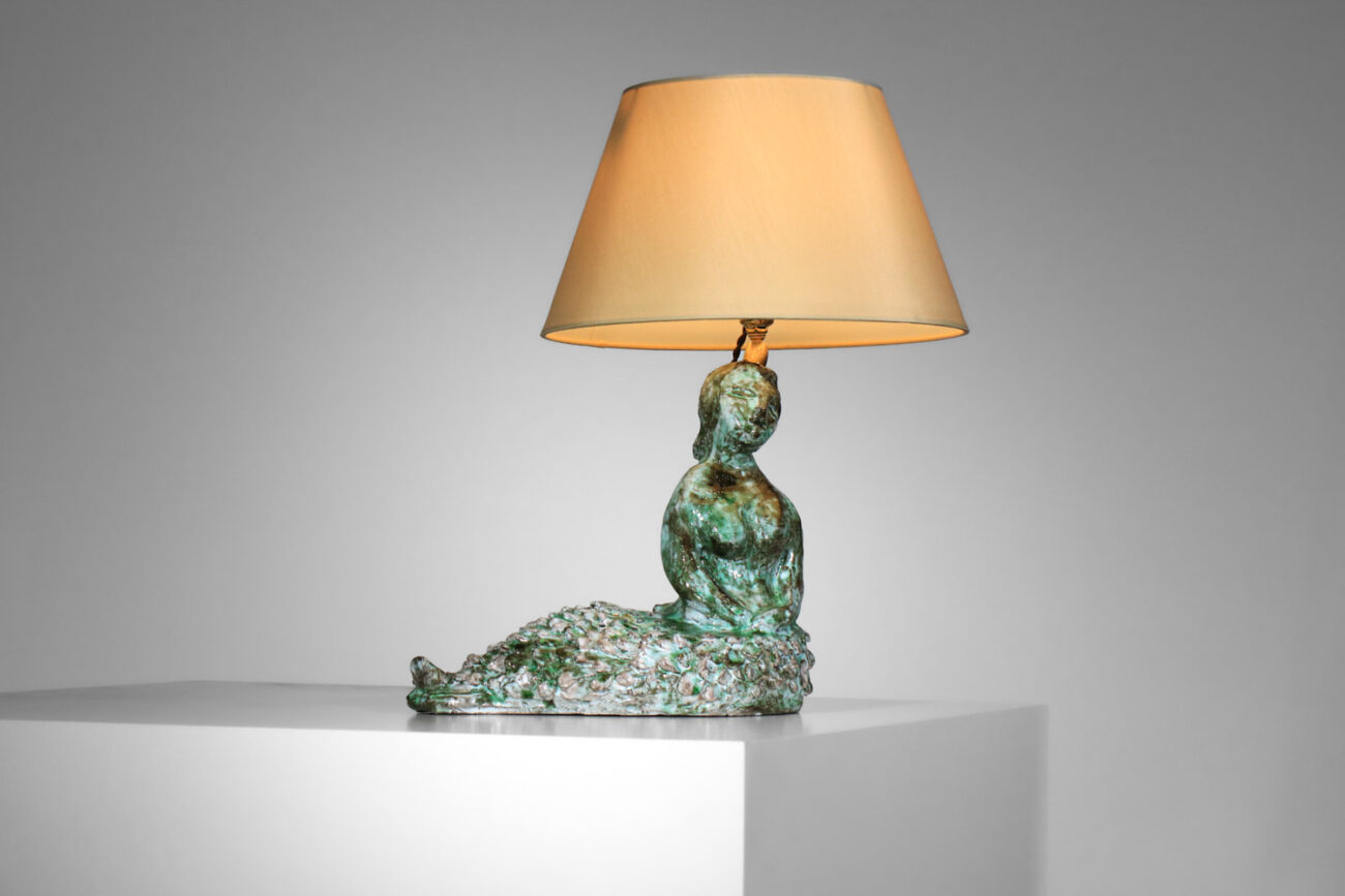 Céramique sirène montée en lampe attribuée à Guidette Carbonell - H636