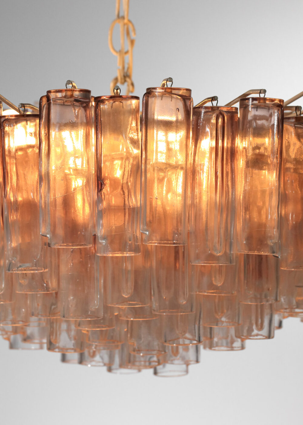 Grand lustre italien Venini années 60 tubes verres de Murano