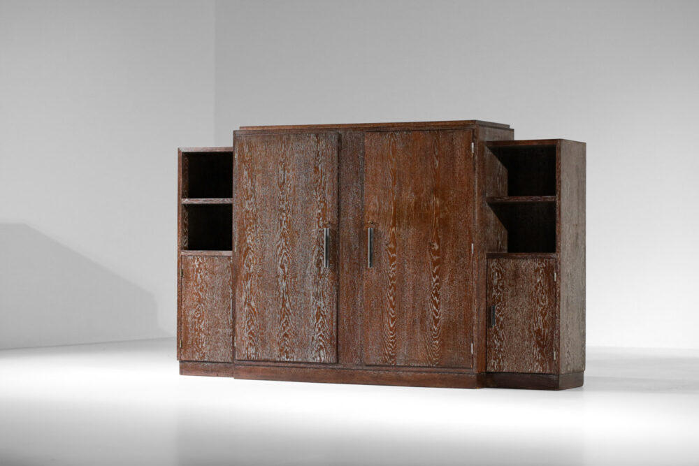 meuble buffet art déco moderniste français chêne massif céruse dans le goût Jacques Adnet G479