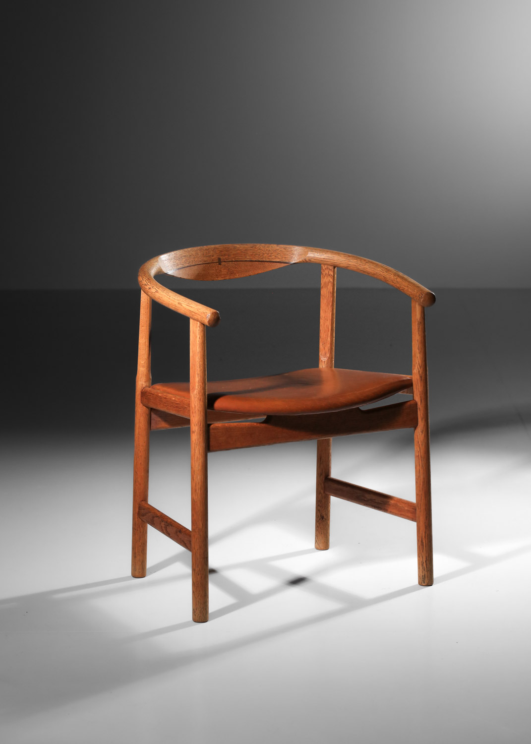 fauteuil de bureau hans wegner PP203 en chêne massif originale années 50 - J444