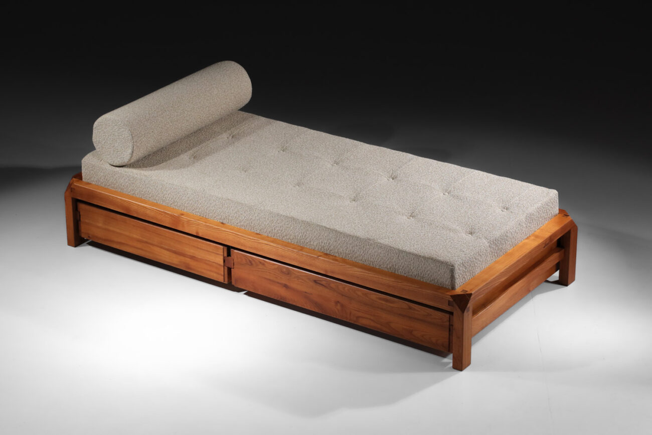 day bed banquette L03 par pierre chapo en orme massif années 60 - G276