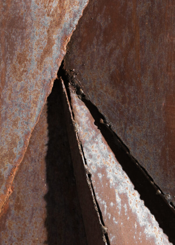 sculpture contemporaine en bas relief par Donna plaque d'acier patiné et oxydé - DC014