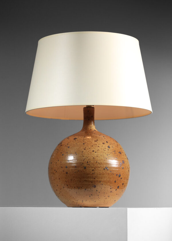pied de lampe en ceramique La Borne en grès pyrité J157