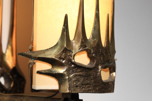 paire d'appliques brutalistes en bronze des années 60 petit modèle - J546