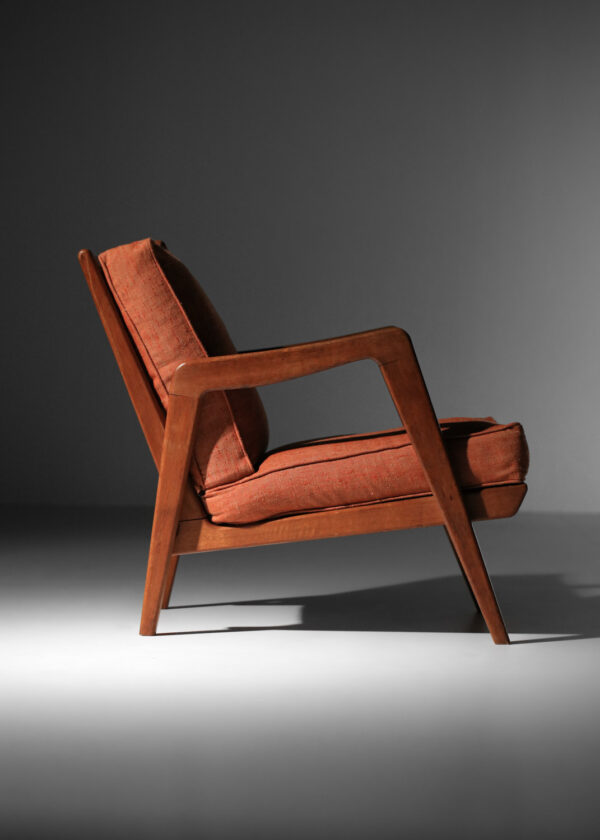 paire de fauteuil chauffeuse Perreau années 50 en chêne massif free span Guariche - F684