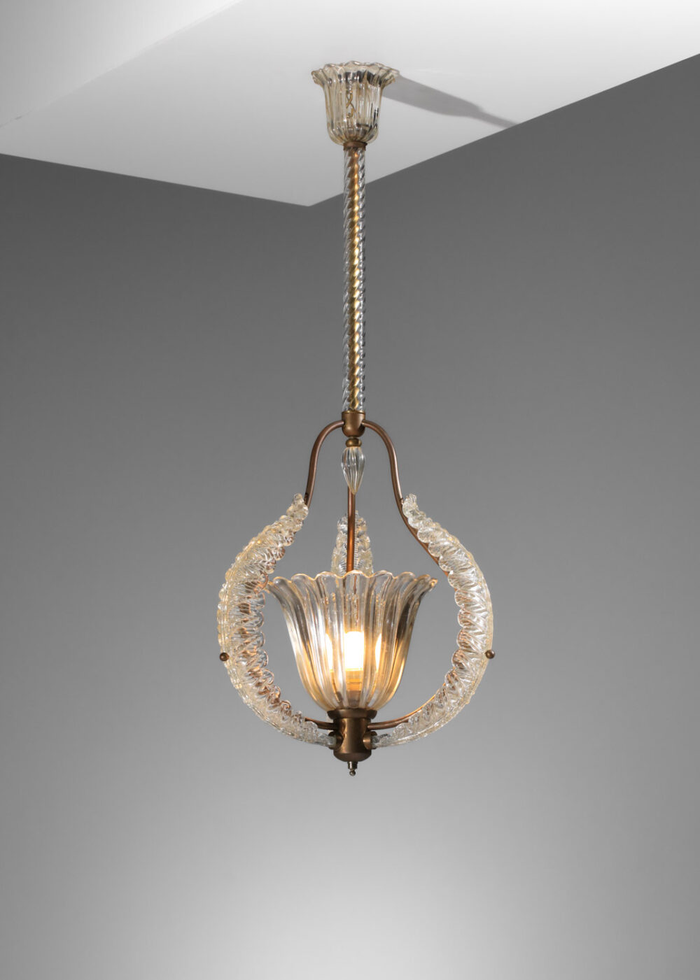 lustre italien feuilles des années 40 en verre de murano - H183