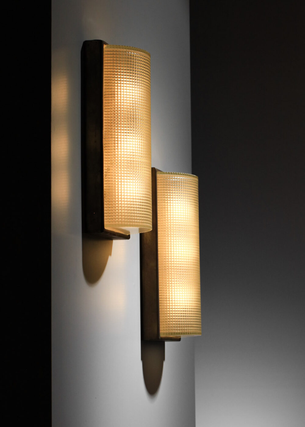 grande paire d' appliques italiennes en verre de murano moderniste années 40 - J101