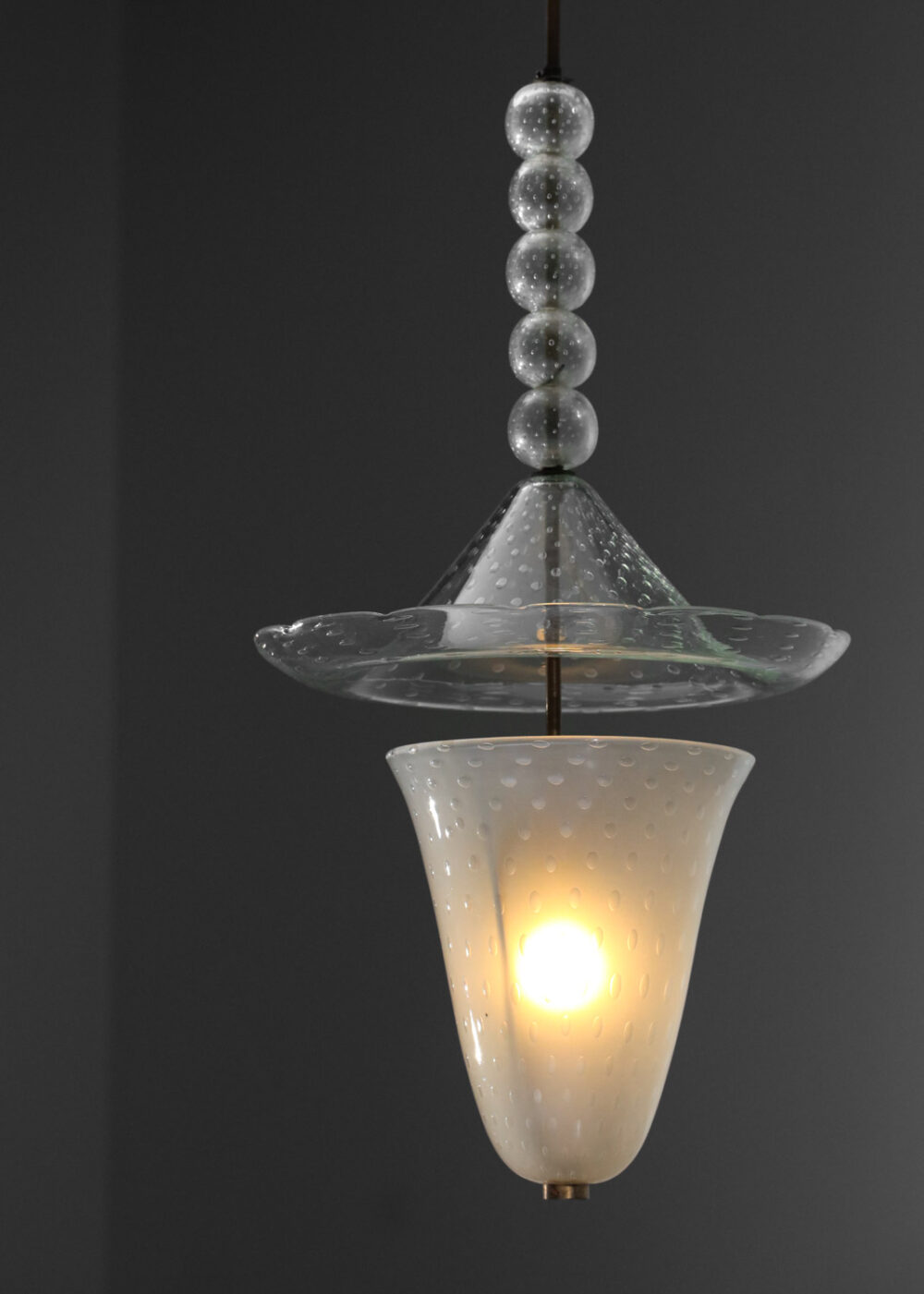 lustre lanterne italien en verre de murano des années 40 50 I186