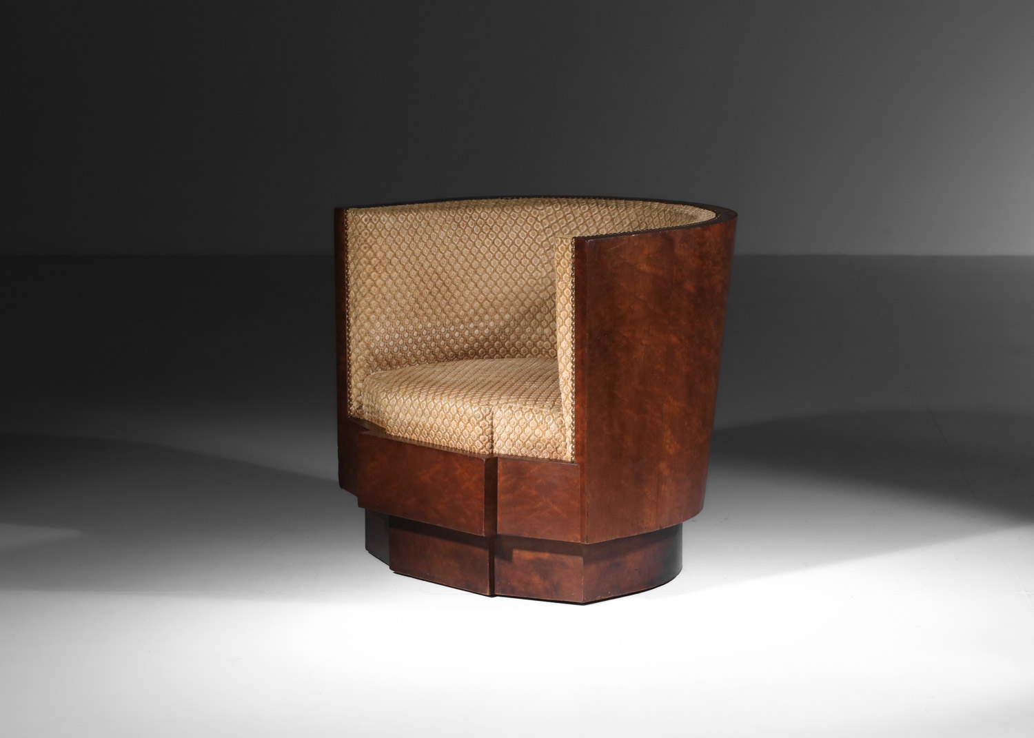 fauteuil art déco en bois de loupe Roswag paris années 30 40 - J254