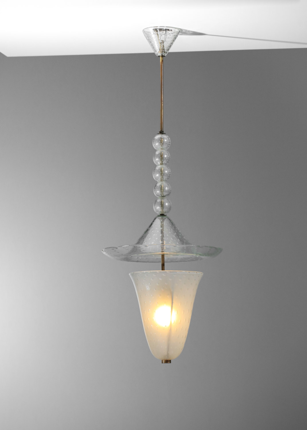 lustre lanterne italien en verre de murano des années 40 50 I186