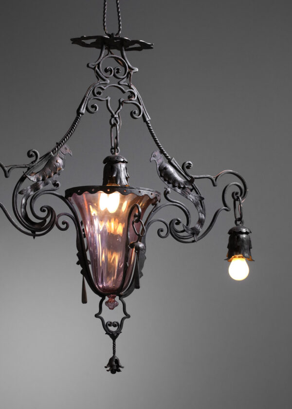lustre italien en fer forgé carlo rizzarda années 20 - J108