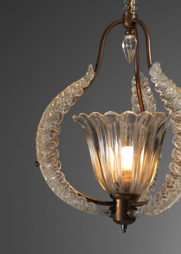 lustre italien feuilles des années 40 en verre de murano - H183