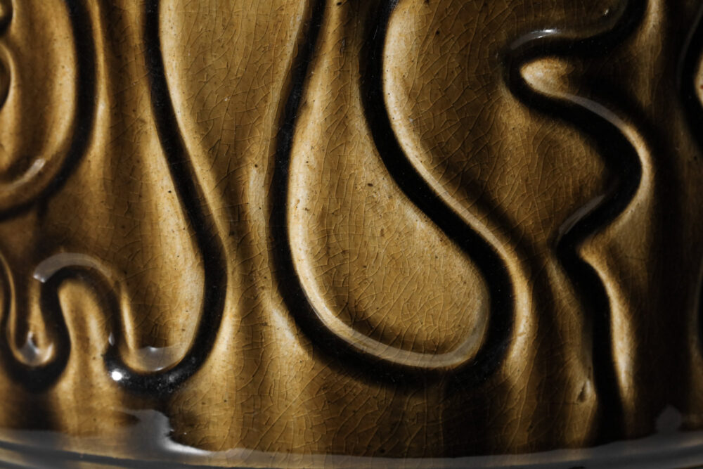 grande lampe de table en céramique des années 70 verte socle en bois H744