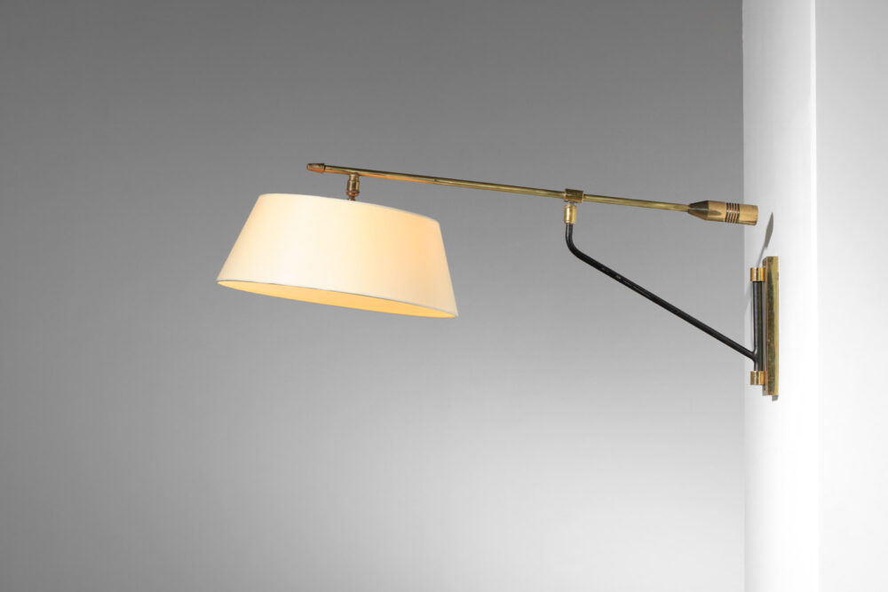 French pendulum sconce maison arlus 50's in brass - F531