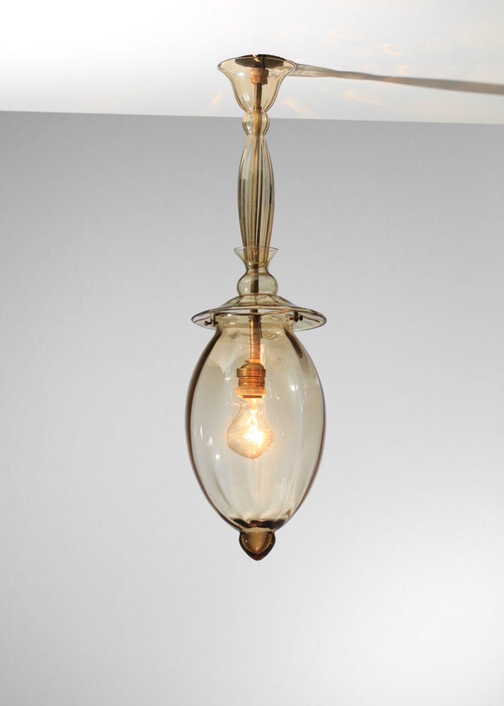 lustre lanterne italien en verre fumé de murano années 40/50 - I615