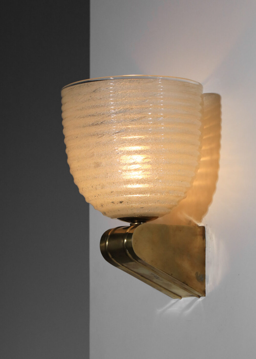 paire d'appliques en verre pulegoso italiennes années 50 - I604