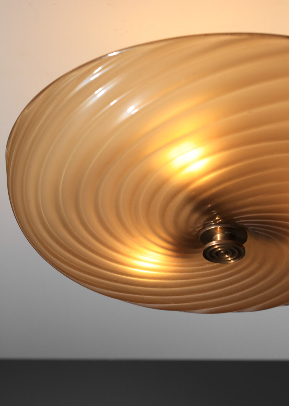 plafonnier en verre de murano beige spirale années 30 - J532