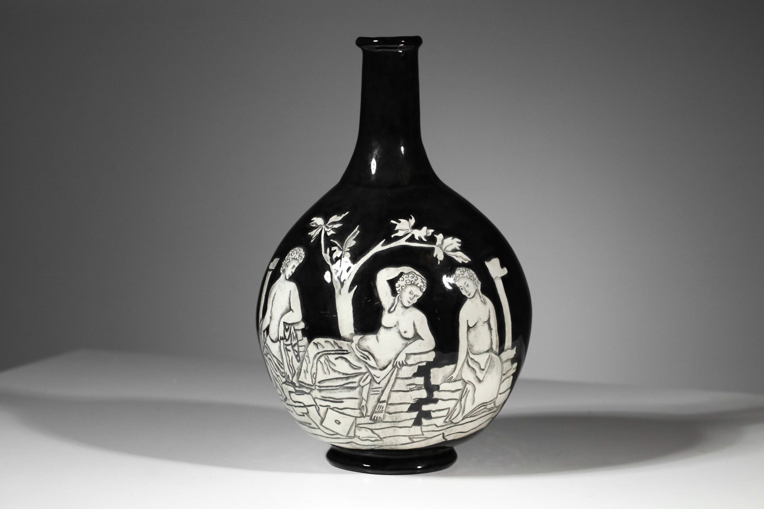 vase en céramique à décor antique des années 30 40 - J160