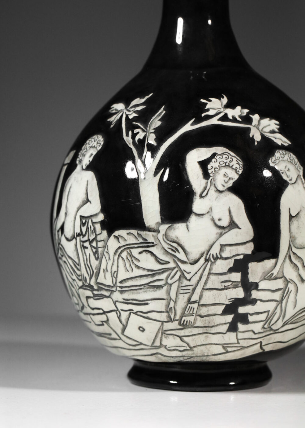 vase en céramique à décor antique des années 30 40 - J160