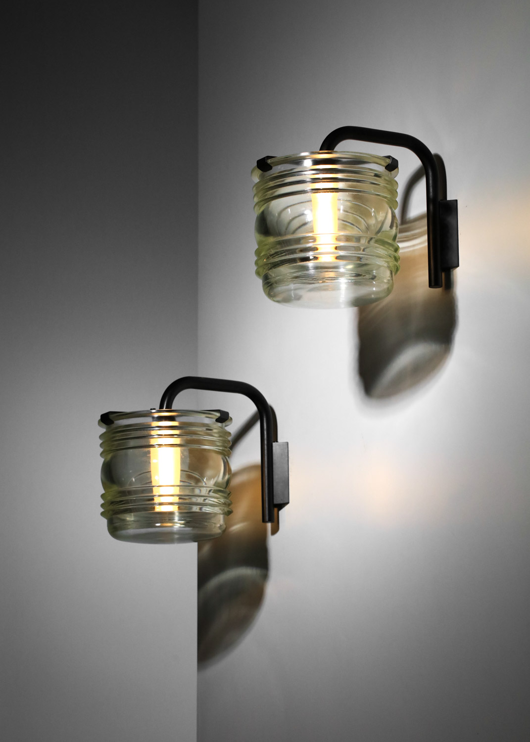 paire d'appliques italiennes tito agnoli en verre années 60 - J319