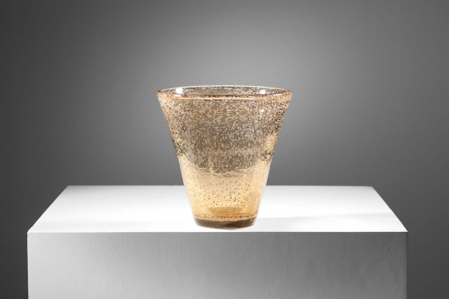 Gand vase evasé Daum Nancy en verre bullé croix de lorraine 1940 - I451