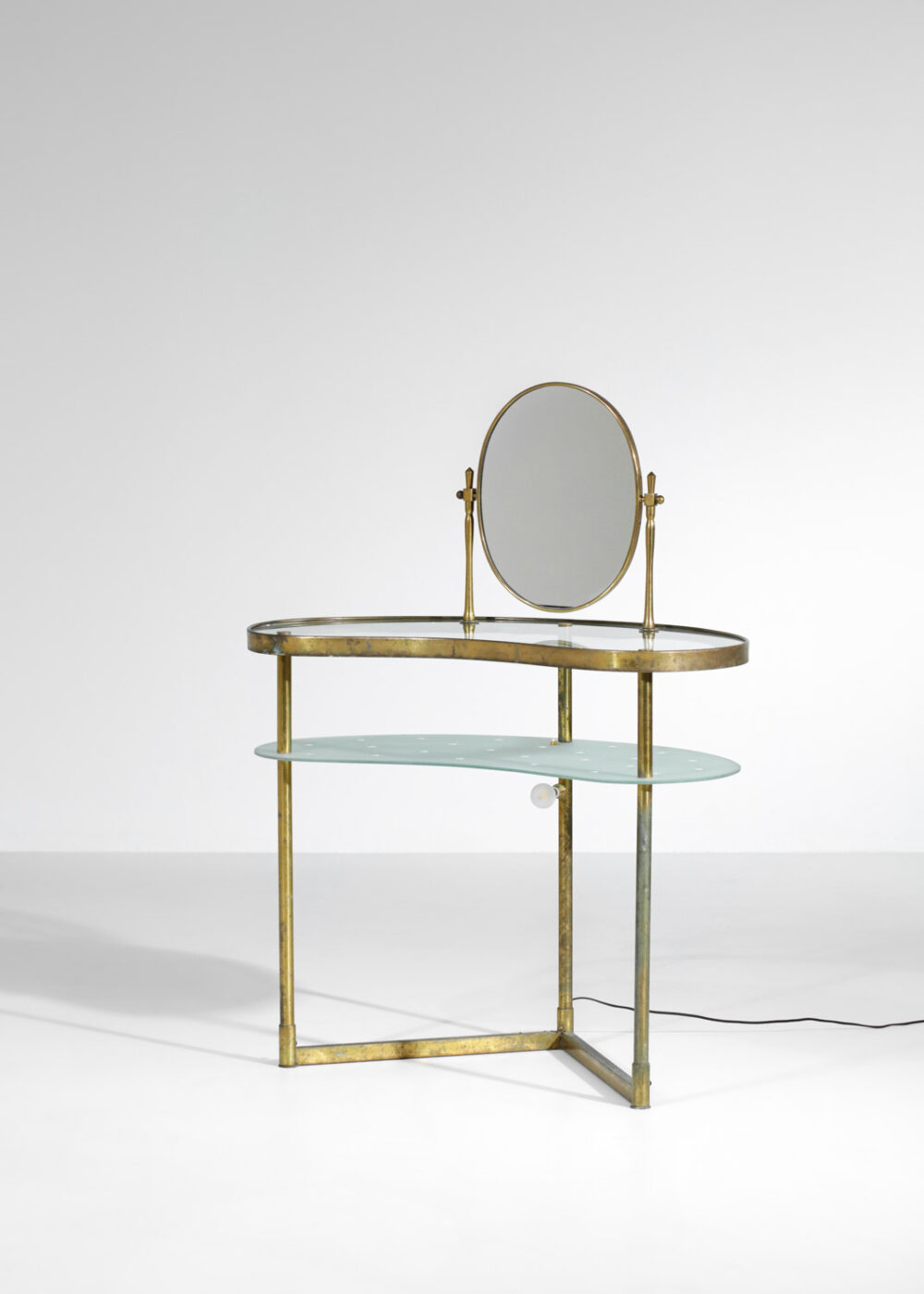coiffeuse italienne attribuée à Luigi Brusotti années 50 en laiton verre miroir - H109