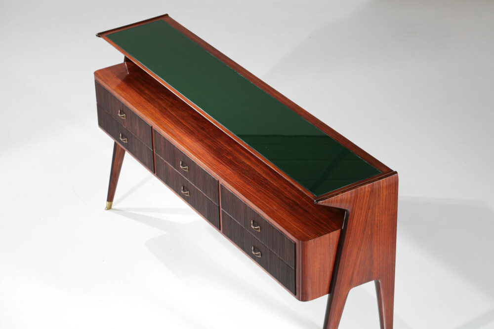 Grande console attribuée à Vittorio Dassi palissandre et verre - G710