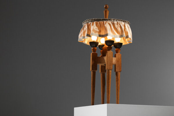 Lampe à poser Guillerme et Chambron années 50 chêne et céramique - G044