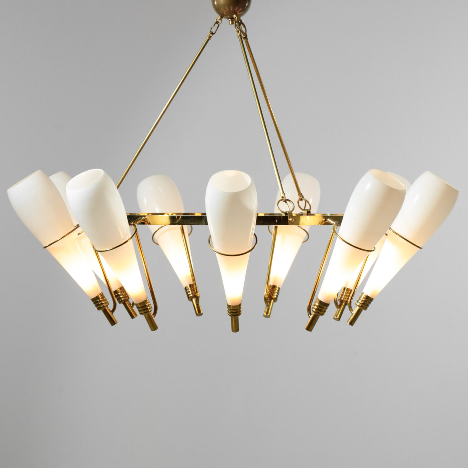 Lustre Bianca 9 opalines design italien stilnovo angelo lelli vintage