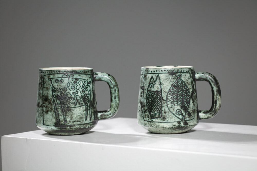 Mugs céramique Jacques blin vert années 50