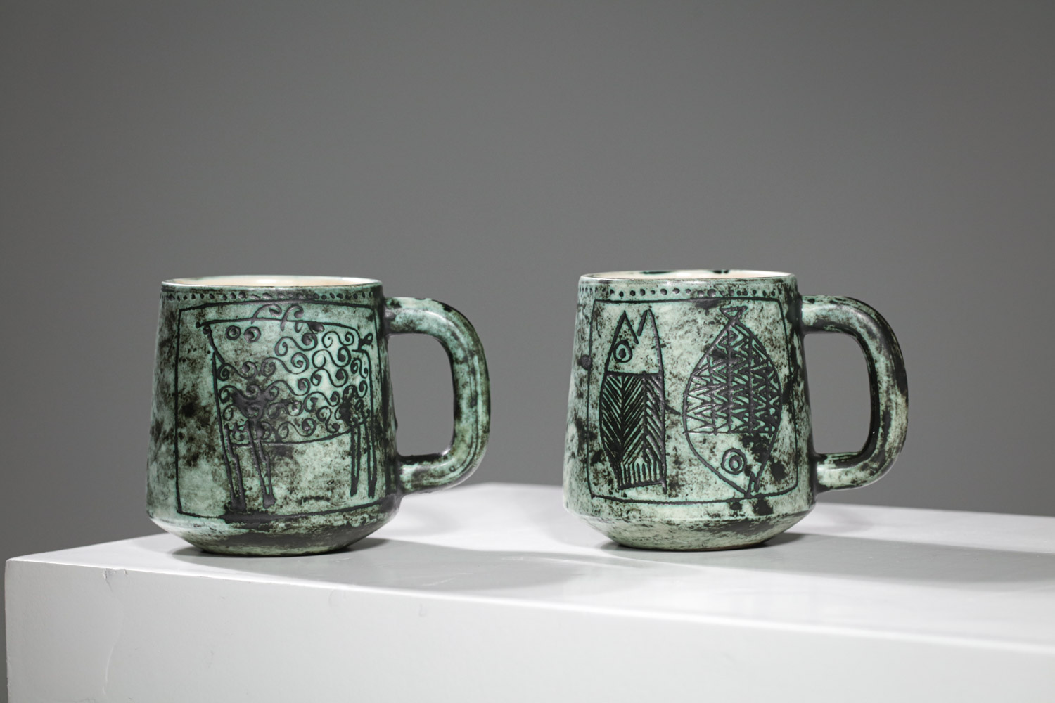 Mugs céramique Jacques blin vert années 50