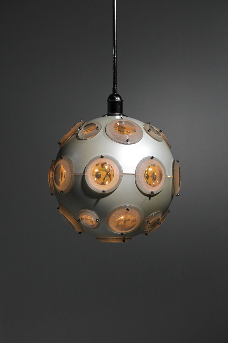 Rare suspension attributed to Oscar Torlasco 70s chrome lacquered metal - G517