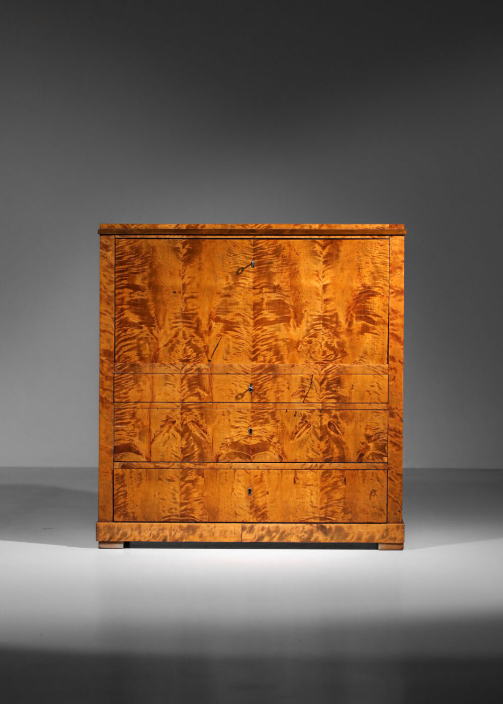 Secrétaire commode suédois des années 40/50 en bois de loupe - G274