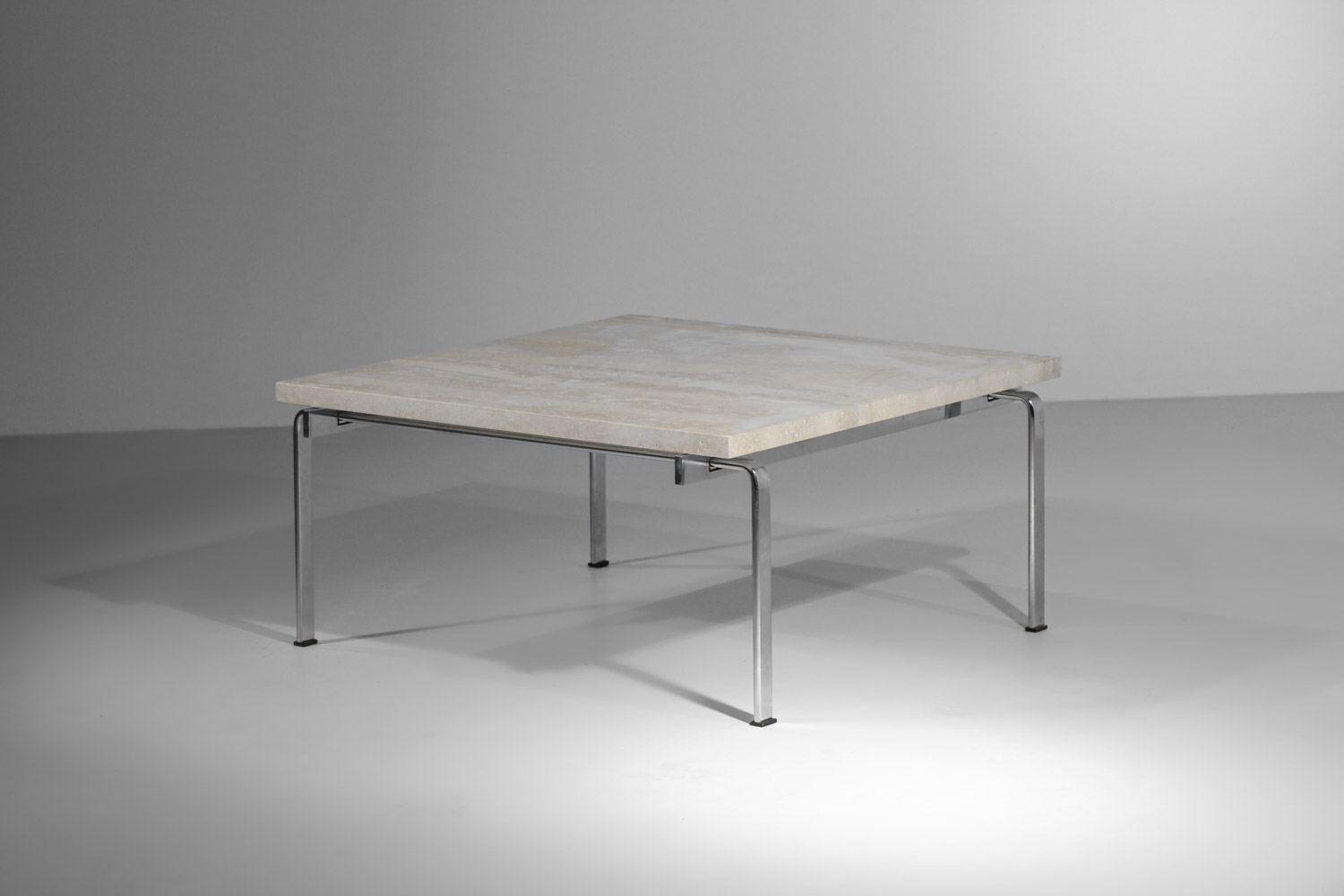 Kastholm et fabricius steel and travertine Danish coffee table - E057