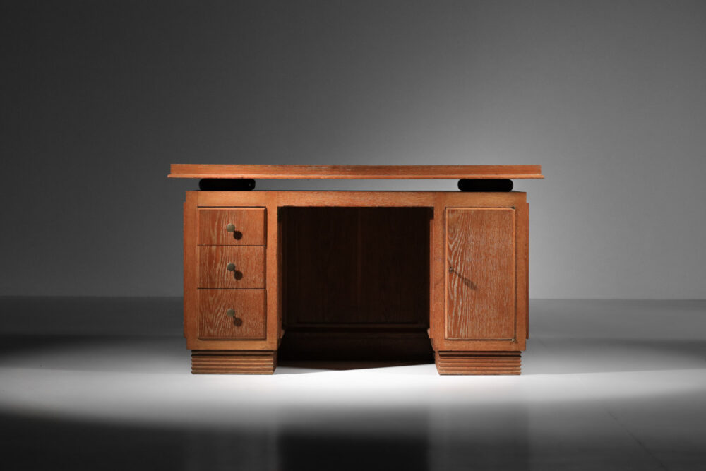 bureau art déco en chêne cérusé années 40 - H750