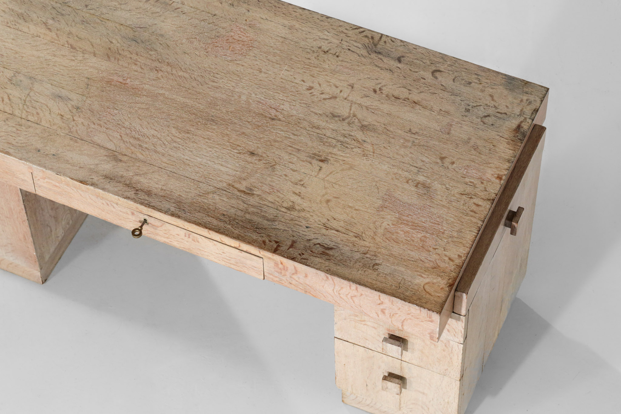 french modernist desk in oak 1940s - Image 8