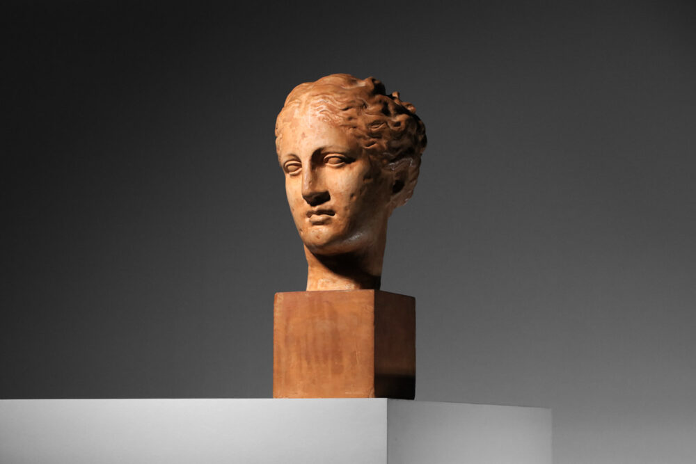 buste décoratif en terre cuite portrait style antique - I299